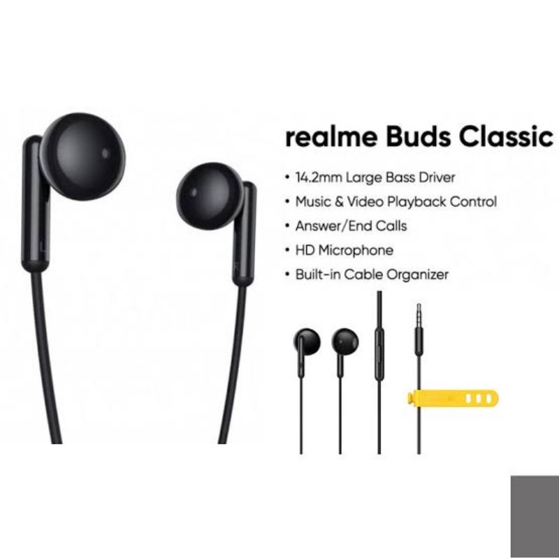 NEW -  Realme Buds Classic Bass Earphone REALME Classic Jack audio 3.5mm With HD Microphone