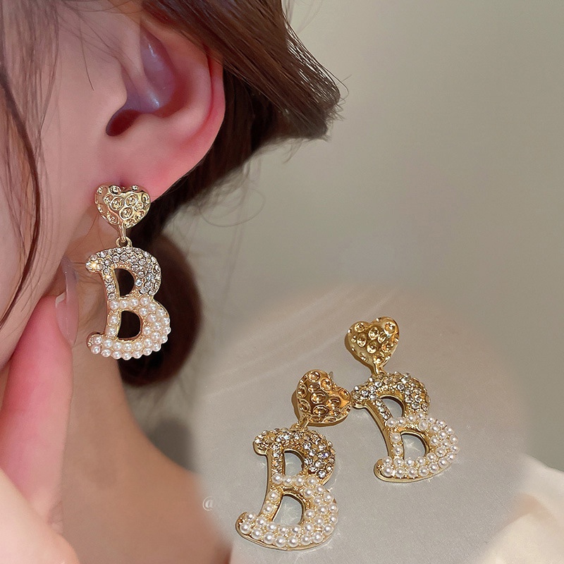 Anting Tusuk Gantung Temperament Desain Pitatulisan Love Hias Mutiaraberlian Gaya Mewah Untuk Wanita