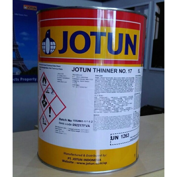 

Jotun Thinner Industri / Thinner Jotun no.2 no.4 no.7 no.10 no.17 no.23 / Pengencer Cat Minyak dan Alkyd 5liter