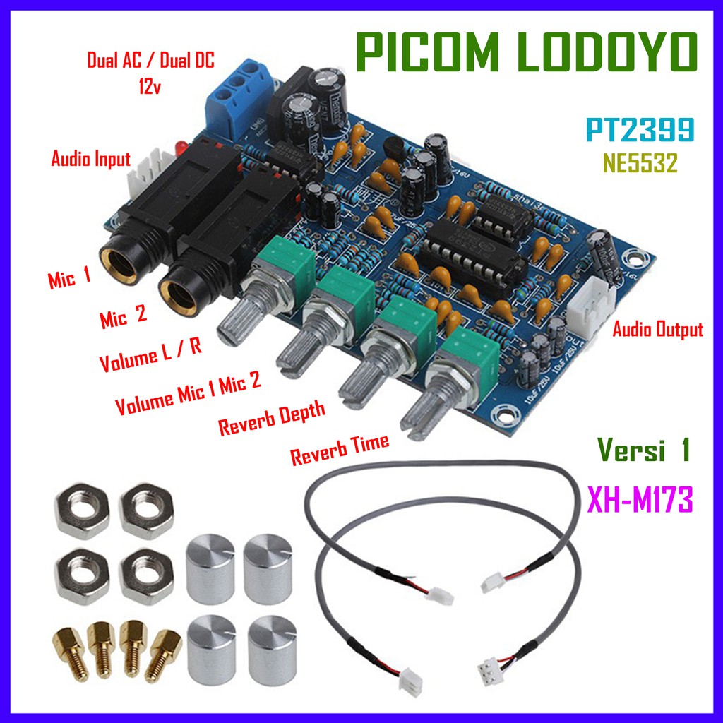 PreAmp Mic XH-M173 Versi 1 PT2399 NE5532 Microphone Reverb Echo Pre-Amp