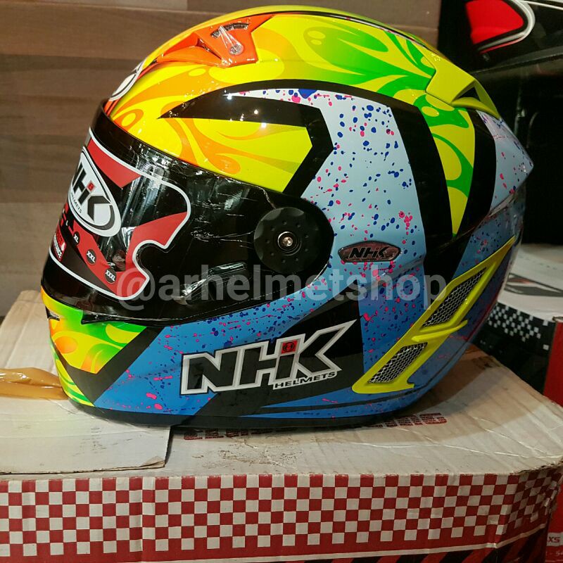 nhk gp pro terminator tt racing karel abraham winter blue fluo yellow helm balap ddring murah