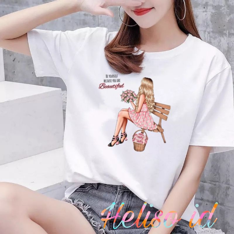 Kaos Tshirt Wanita Soft Katun Combed 30s Beautifull Girl/Tshirt Premium Wanita Motif Printing