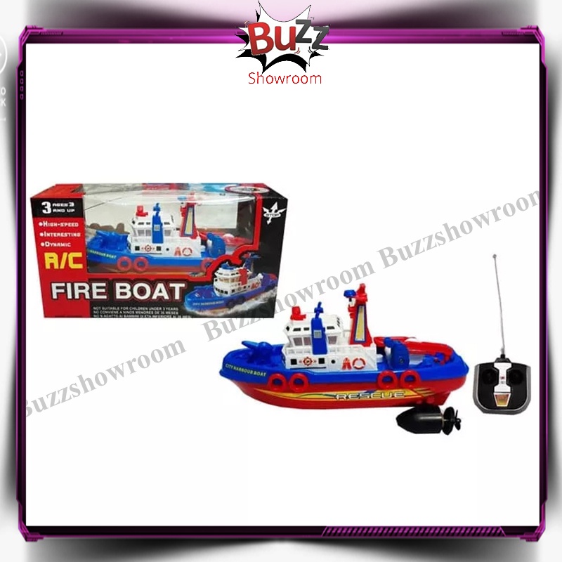 Remote Control Fire Boat Jet Resque Mainan Perahu Pemadam Kebakaran RC