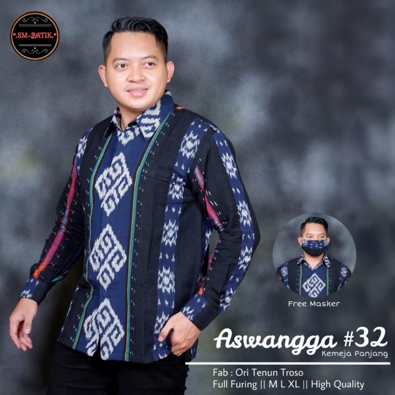 ASWANGGA 32 Kemeja Batik Pria Solo Asli Lengan Panjang Katun Halus FULL FURING PREMIUM Mewah Ori Ten