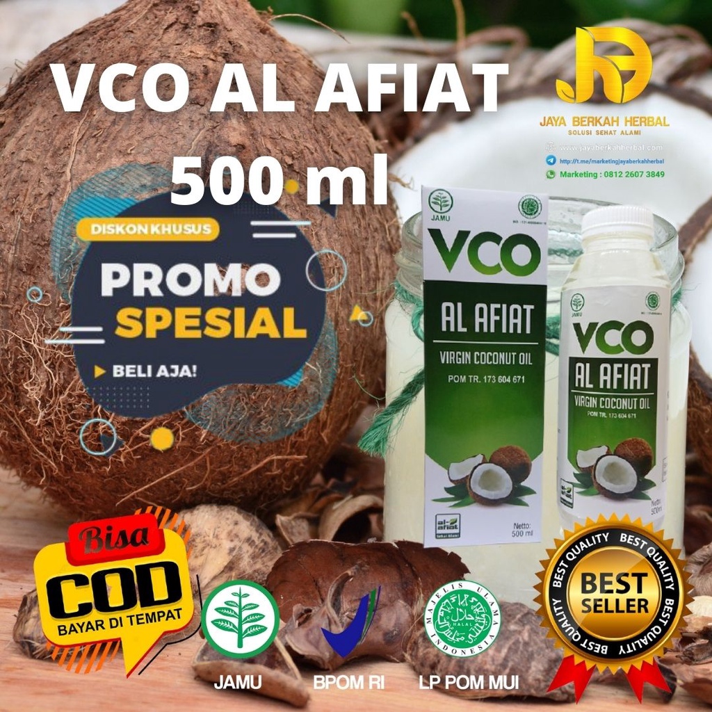 Vco alfiat 500ml Minyak kelapa murni Tanpa Campuran - Virgin coconut oil vco Al afiat original BPOM