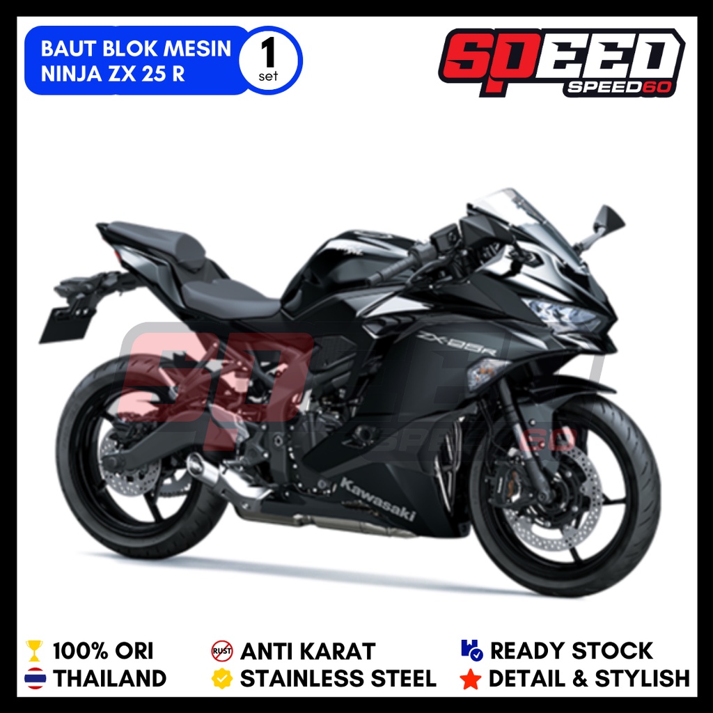 Baut Blok Mesin Kawasaki Ninja ZX 25 R Baut Probolt Thailand Stainless King Nut