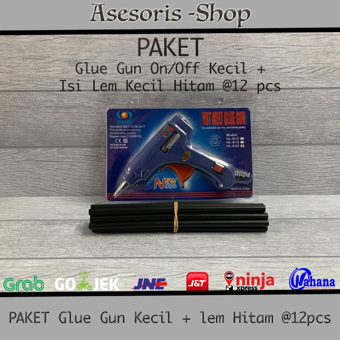 

PAKET Glue Gun On/Off KECIL + Isi Lem HITAM KECIL (12 pcs)