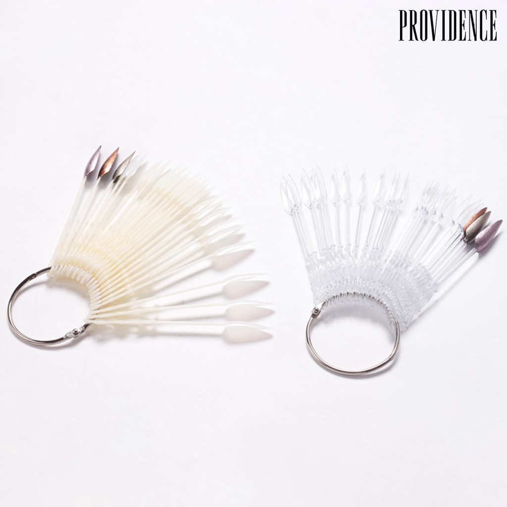 Providence 24Pcs/Set Nail Art Fan Buckle Design Adjustable Transparent Fake Nail Practice Decorated Art Tip Display Chart for Manicure