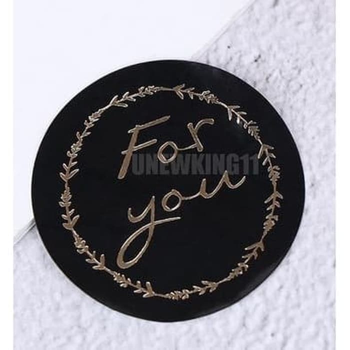 Paper Tags Sticker FOR YOU - Round Gold on Black (1sheet/12pcs)