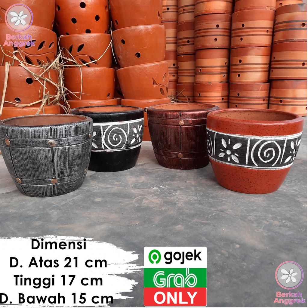 Pot Terakota Pot Tanah Liat Pot Gerabah Model Bunga Sedang