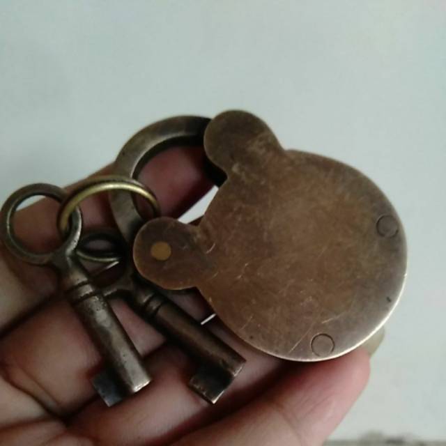 Kunci Gembok Pintu Rumah Pagar Kuningan Antik Murah Motif Polos 6cm
