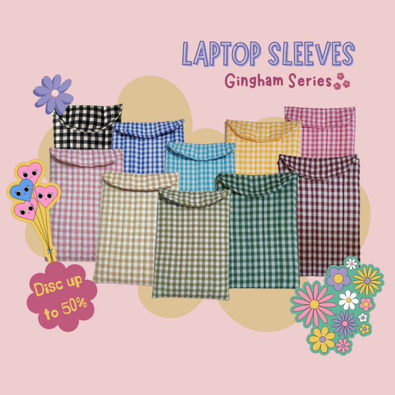 Laptop Slevees Gingham by Wearing Basita (Tas laptop / Case Laptop / Case Ipad / Puffy Muffy)