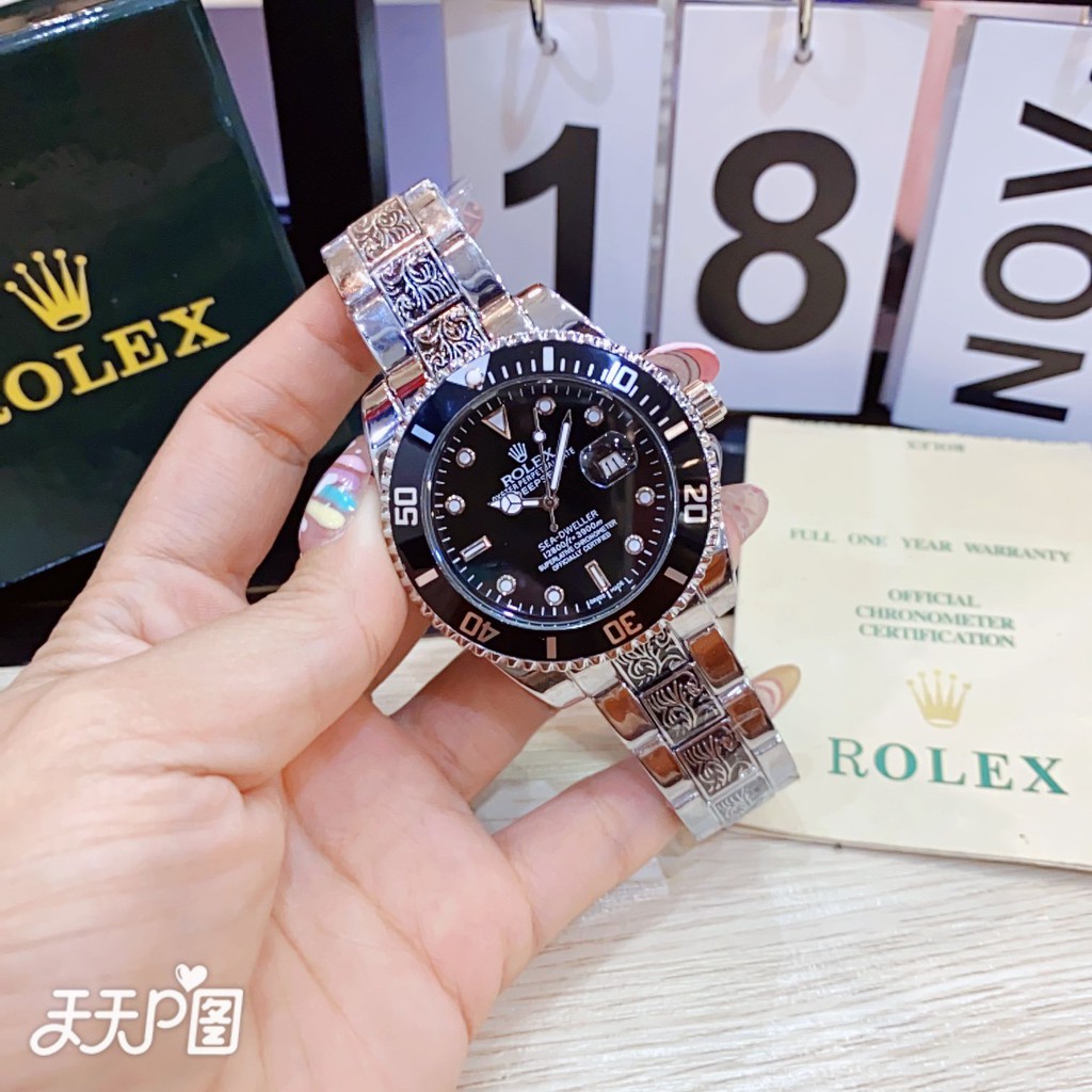 jam tangan pria rolex submariner rantai corak batik Free box