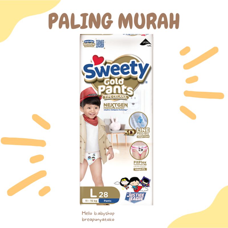 SWEETY GOLD PANTS / POPOK SEKALI PAKAI / POPOK BAYI / POPOK ANAK / SWEETY UKURAN S / M / L / XL / XX