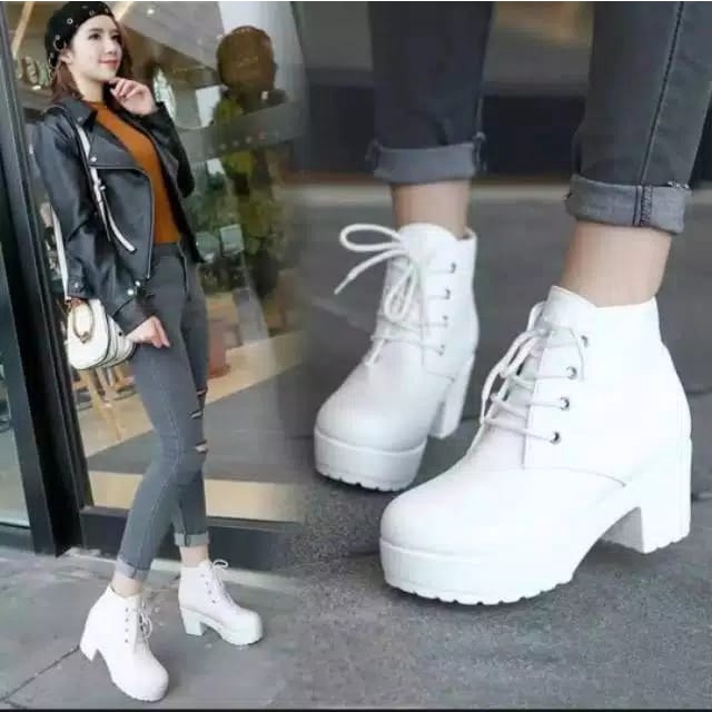 sepatu heels boots wanita bts ankle boots