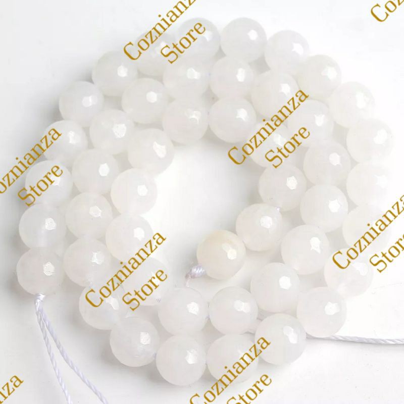Grosir Bahan Batu Alam White Jade Manik Manik Beads Gemstone