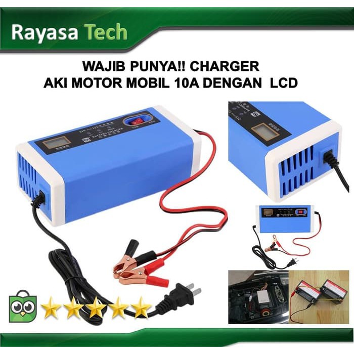 Aki Mobil - Otomotif - Charger Aki Portable Alat Cas Aki/Accu/ Charger Aki Mobil Motor 12-24V 10A