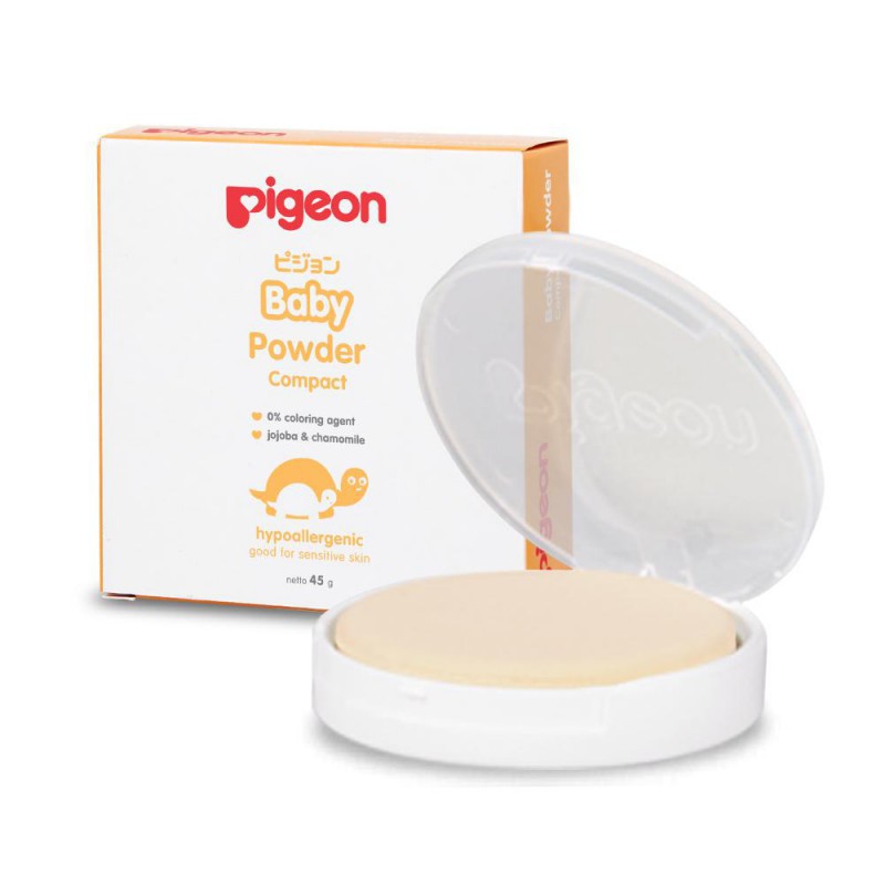 [COMPACT] Pigeon Baby Compact Powder Cake Hypoallergenic Jojoba + Chamomile 45gr - Bedak Bayi Padat