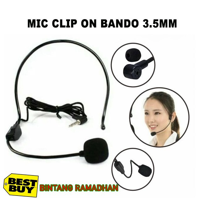 MIC CLIP ON BANDO - MICROPHONE BANDO KABEL - MIC BANDO JACK 3.5MM