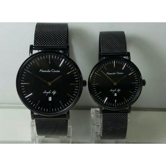 Jual ALEXANDRE CHRISTIE AC8566 / AC 8566 COUPLE SAND STRAP Black JAM TANGAN Terlaris