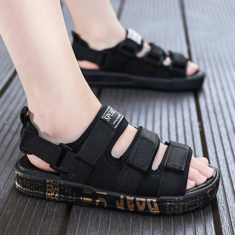 Sepatu Sandal anak Laki-Laki Musim Panas Gaya Korea Sol Lembut Sandals Anak Bernapas Hitam Ukuran 28-37