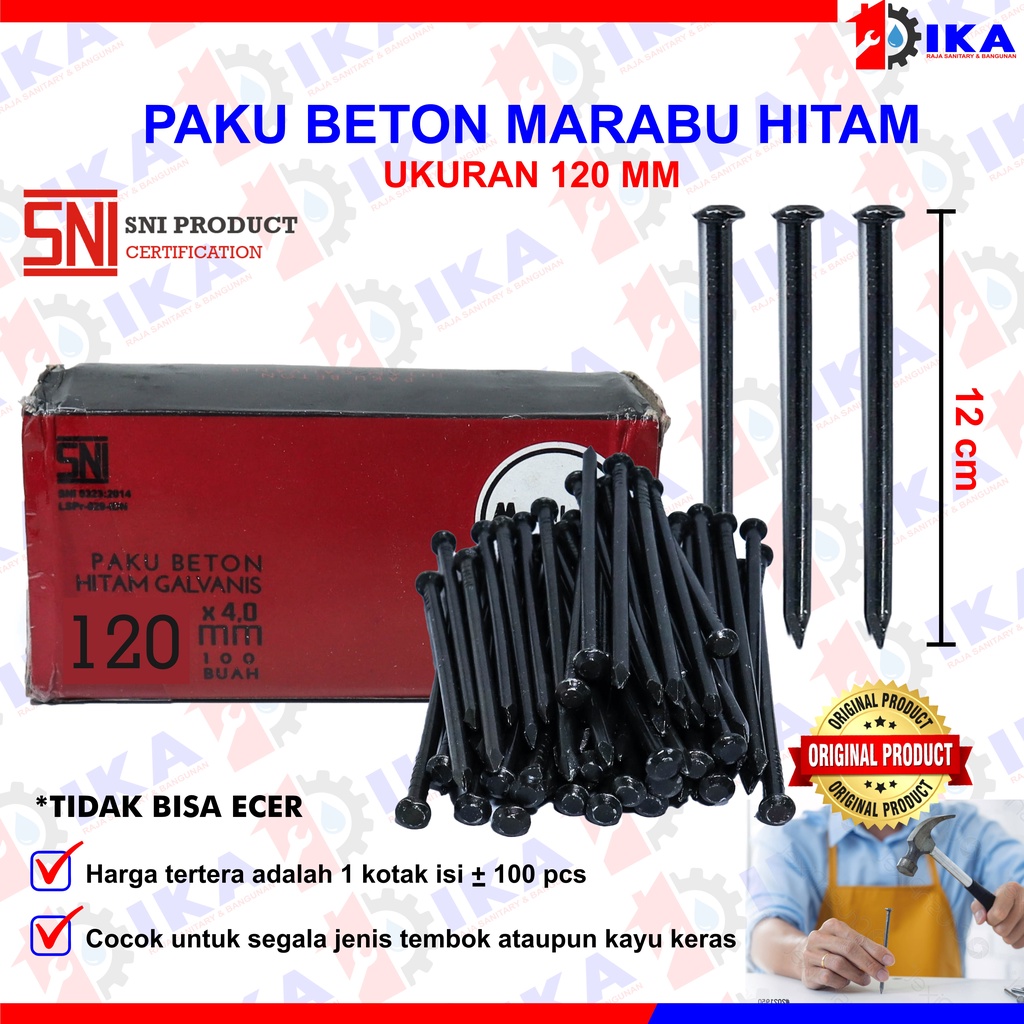 PAKU BETON SIZE 2- 2.5 - 3 - 4 -5 Cm MARABU HITAM GALVANIS HARGA 1BOX (100PCS) TERMURAH KOMPLIT