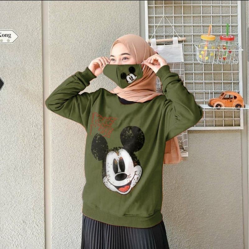 SWEATER MICKEY TEBAL + GRATIS MASKER