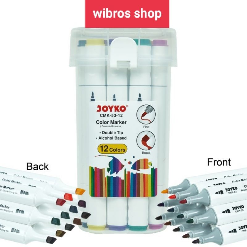 

color marker panda joyko spidol berwarna joyko CMK 53-12 dual tip 12 warna