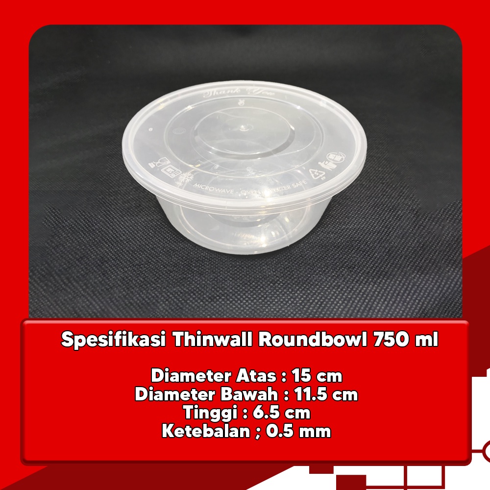 THINWALL MANGKUK BULAT 750ML - MANGKOK PLASTIK 750 ML MURAH