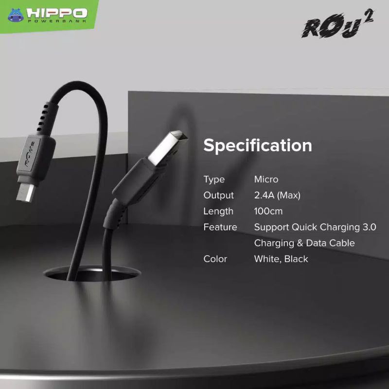 Hippo Rou2 Kabel Data Micro, type c, lightning100cm