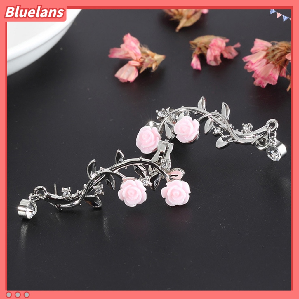 Bluelans Earrings Beautiful Climber Crawler Rose Flower Branch Earrings