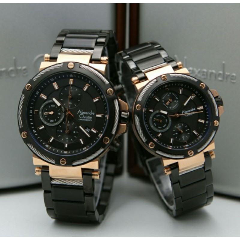 Alexandre Christie 6561 Couple Black Rosegold Original