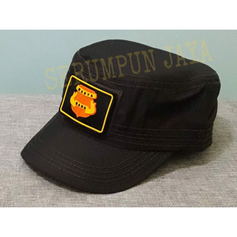 TOPI COKLAT KOMANDO GADA MADYA - TOPI GADA MADYA COKLAT KOMANDO 2 PATCH VELCRO