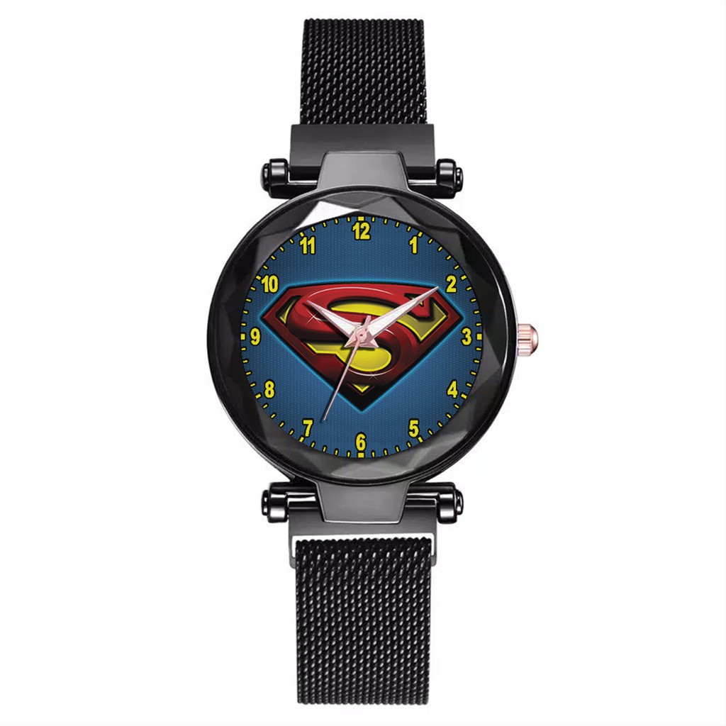 Jam Tangan Wanita Custom - SUPERMAN MOTIF 1 Free Box &amp; Batre Cadangan