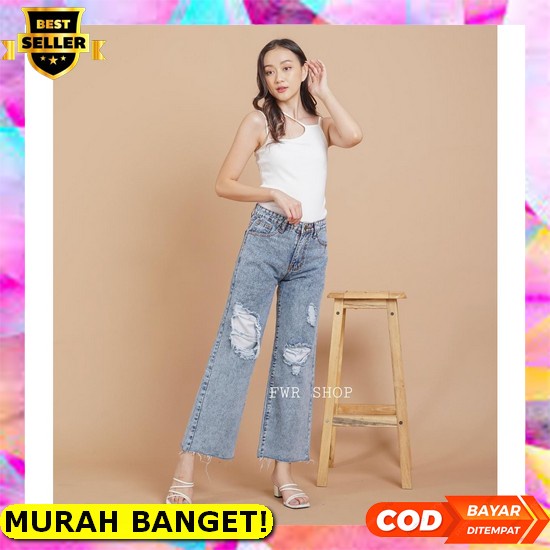 Celana Jeans 7/8Panjang Wanita Banana - Celana Lepis Jeans Jins Levis Sobek Jumbo Wanita Cewek Skinn