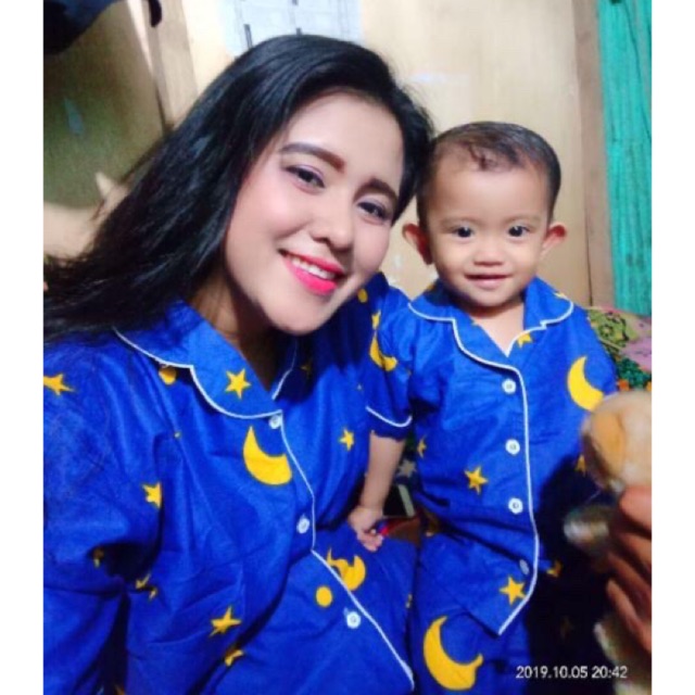Piyama STARMOON NAVY bisa couple mom kids and family
