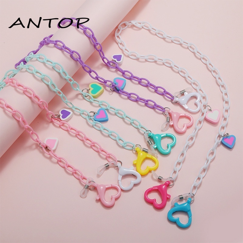 Fashion Acrylic Heart Mask Lanyard Chain Lanyard Anti-Lost Face Mask Kalung Kacamata Rantai Aksesoris ANTOP