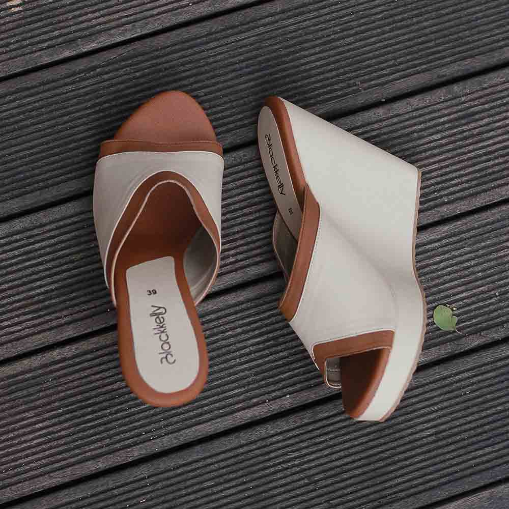 Sandal Wedges Wanita Fashion Hak Heels Terbaru Blackkelly Original