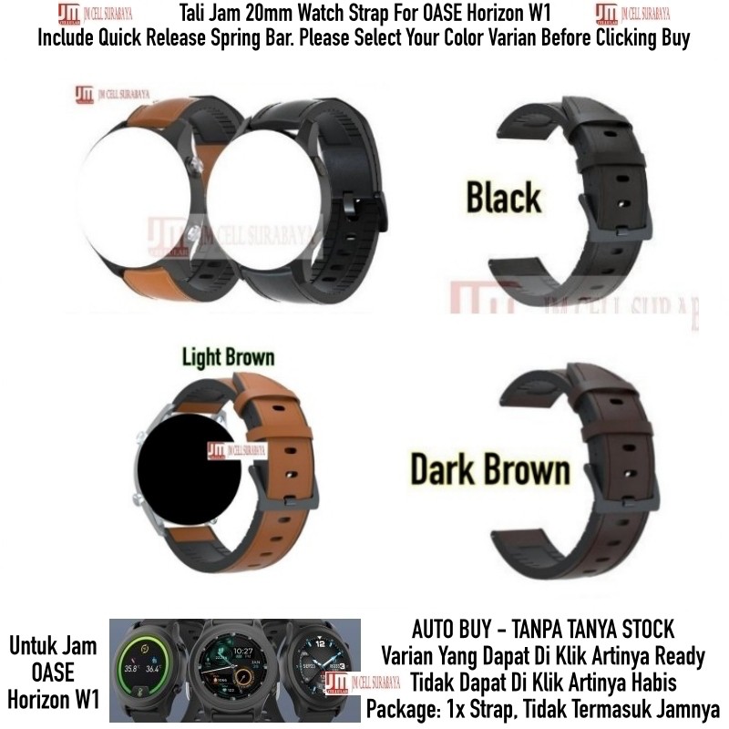 Tali Jam 20mm Watch Strap OASE Horizon W1 - Hybrid Rubber Kulit Leather