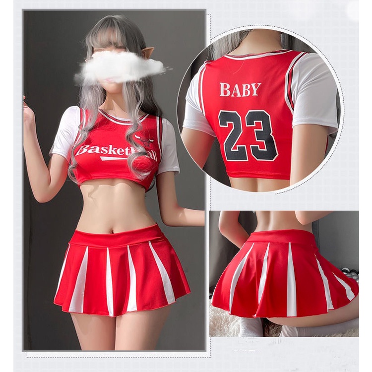 (COD) Set Lingerie Sexy Wanita Crop Top Cosplay Anime Mini Rok Pendek Lingerie Seragam A557