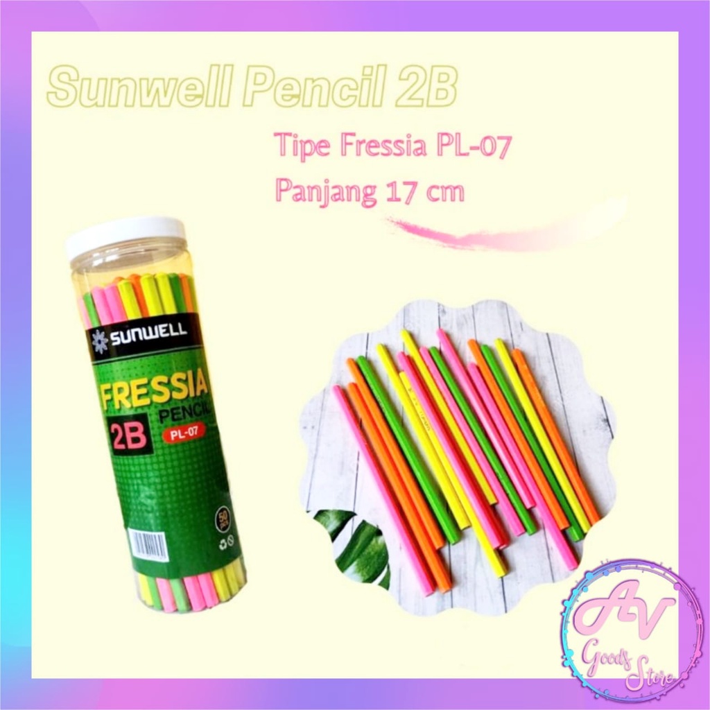 

Pensil / Pensil Kayu 2B / 1Pcs Pensil Tabung Sunwell PL-07 Warna-Warni Polos