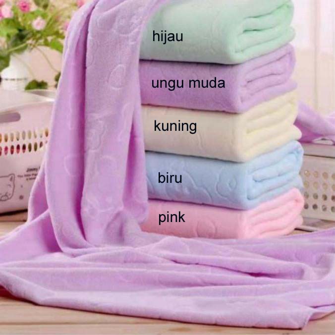 Handuk Bahan Microfiber Lembut Motif Beruang 70x140cm (qtop)