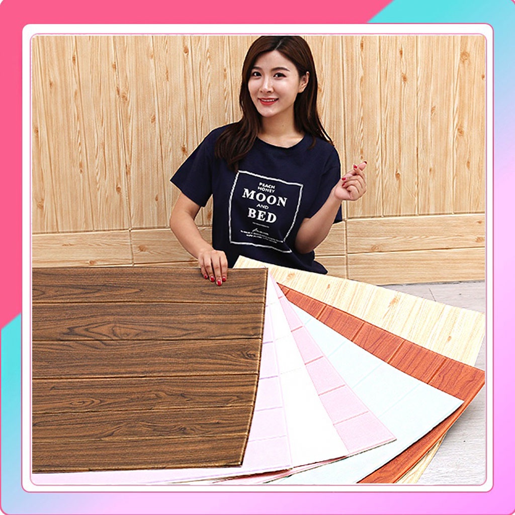 [COD] - Wallpaper Dinding Foam 3D Kecil Motif Kayu 70 x 70 CM/ walpaper dinding Foam