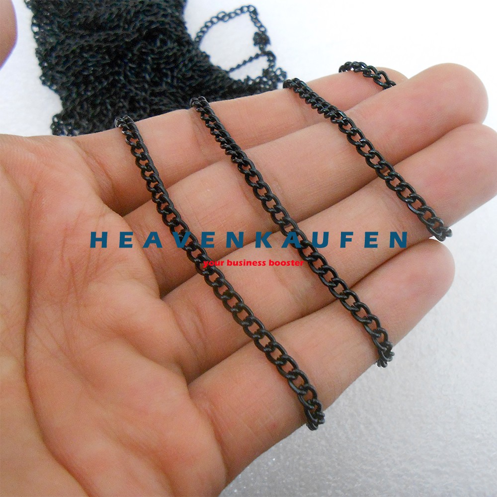 Rantai Kecil Lebar 2,5 mm Warna Hitam Untuk Rantai Craft Strap Masker Dll Harga Per Meter