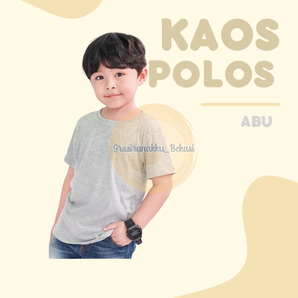 Kaos Anak Polos Abu Size 1-5Tahun