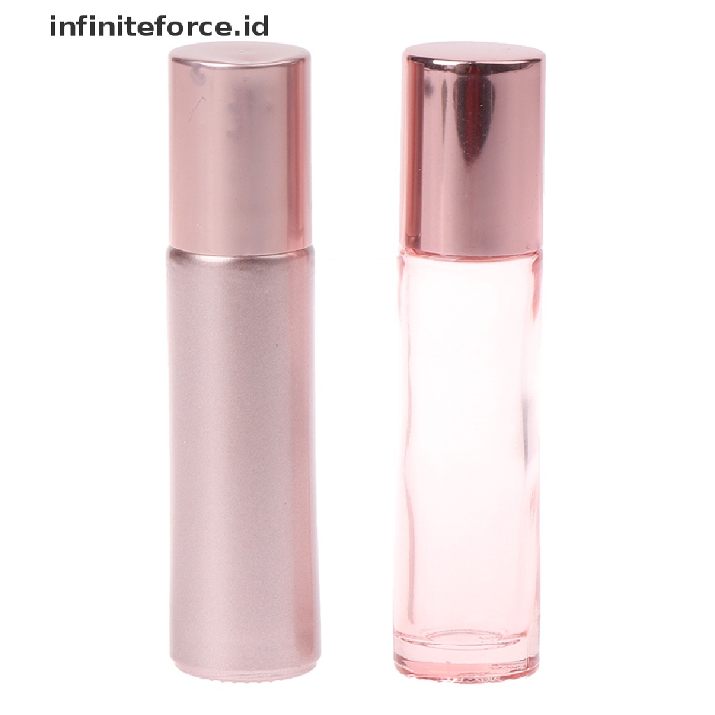 (Infiniteforce.Id) Botol Kaca Roll On Kosong 10ml Warna Pink Untuk Parfum / Essential Oil