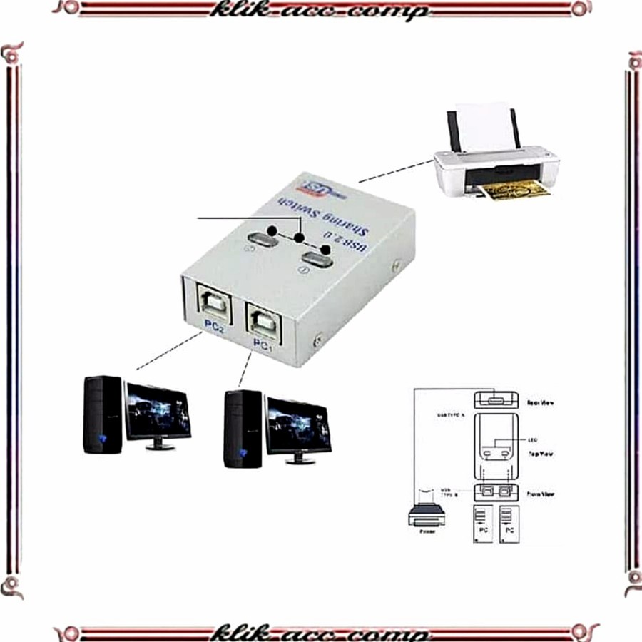 Auto Switch Usb Printer 2 Port 2Port Sharing Switcher USB 2.0