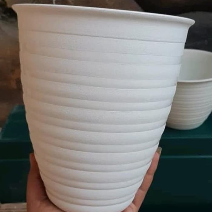 Unik pot bunga tawon putih tinggi (PIRUS) 15cm Murah