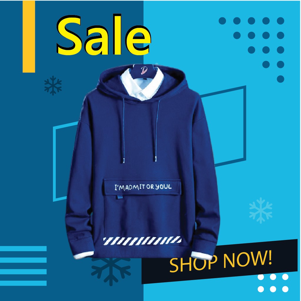 ADMIT battle hoodie sweater cewek/cowok basic sweater - Putih