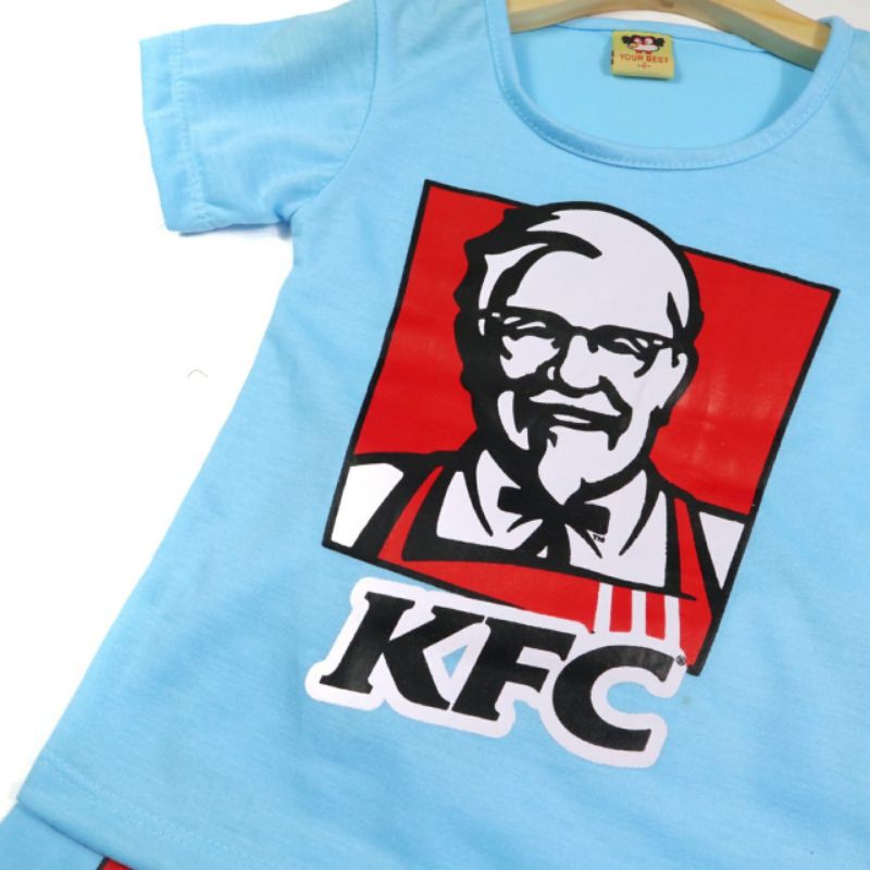 SETELAN BAJU ANAK PEREMPUAN SIKUNING MOTIF KFC 2-6 TAHUN NEW